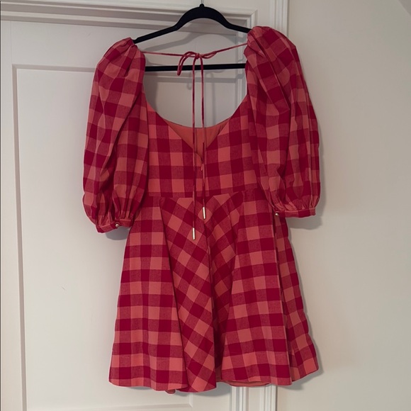 Acler Red Checkered Mini Dress - Picture 2 of 7